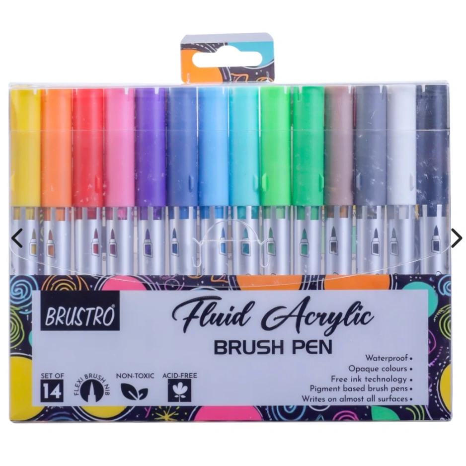 BRUSTRO Fluid Acrylic Brush Pen | Set of 14 1