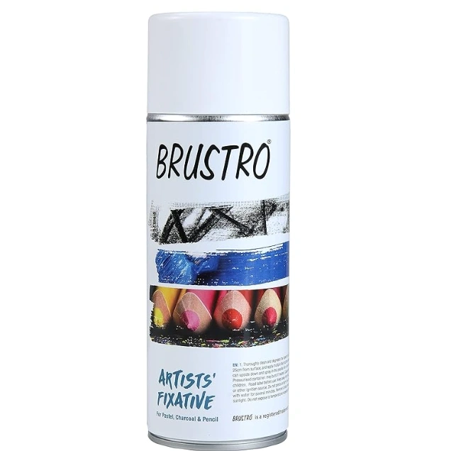 BRUSTRO Artist's Fixative Spray Can | 200ml | Transparent | Perfect use on Pastel Colors, Charcoal, Chalk Drawing, Non-Yellowing, Pencil & Sketching Artworks, Professional Arts, Fast Drying 1