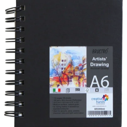 Brustro Artists Sketchbook A6 Size WIRO Bound, 116 Pages, 160 GSM 1