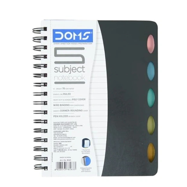Doms 5 Subject Poly Cover Wiro Notebook 1