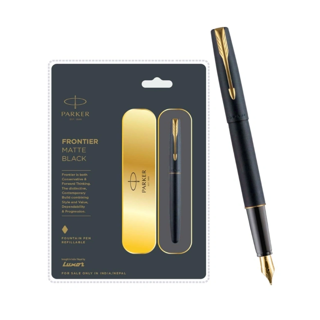 Parker Frontier Matte Black Gold Trim Fountain Pen 1