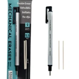 BRUSTRO Mechanical Precision Retractable Eraser | 2.3mm - Ultra-Fine Tip | Refillable 1