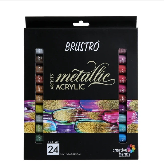 Brustro Artists' Metallic Acrylic Set of 24x12ml tubes 2