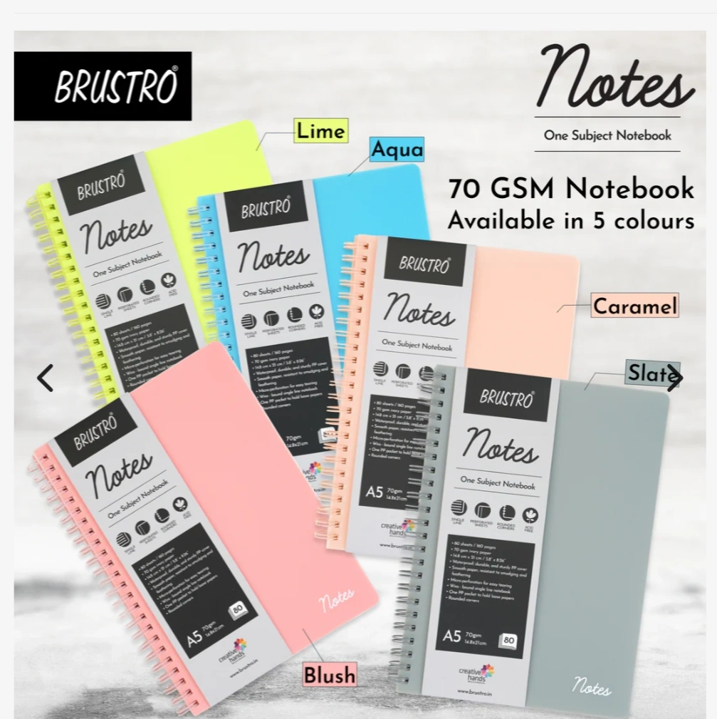 BRUSTRO A5 Size, 1 Subject Ruled Notebook, 80 sheets / 160 pages, 70 gsm 4