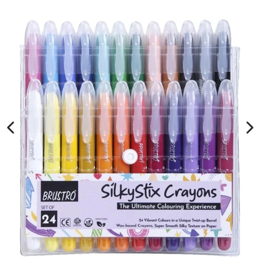 BRUSTRO SilkyStix Crayons - Set of 24 Crayon Set | Vibrant Colors, Eco-Friendly 1