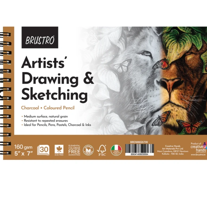 Brustro Artists Sketching Wiro-Bound Paper Pad, 5x7 inches, 160 GSM, 30 Sheets 1