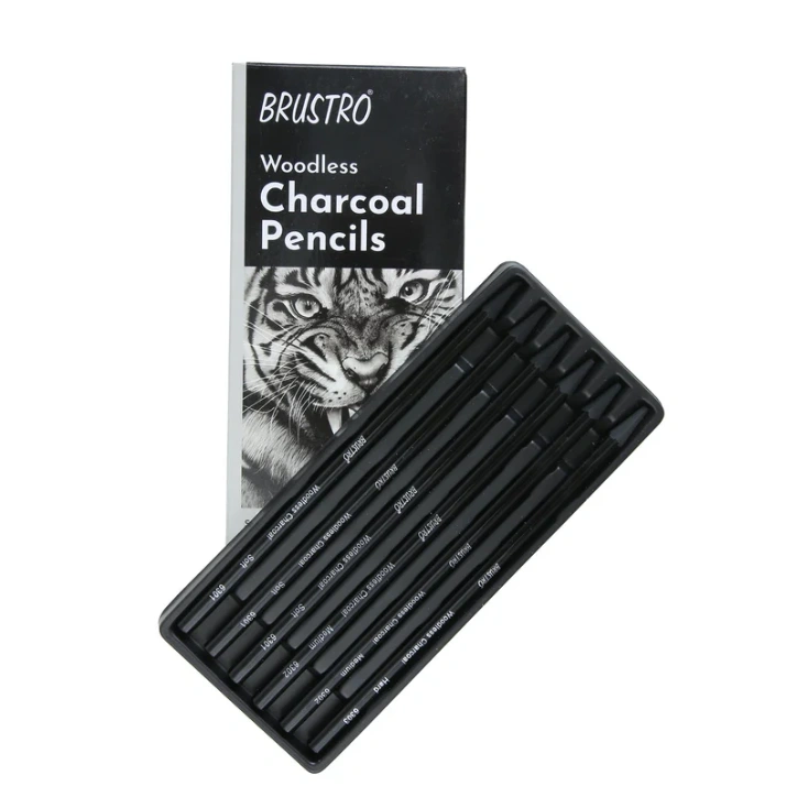 Brustro Woodless Charcoal Pencil Set of 6 (3 Soft, 2 Medium, 1 Hard) 1