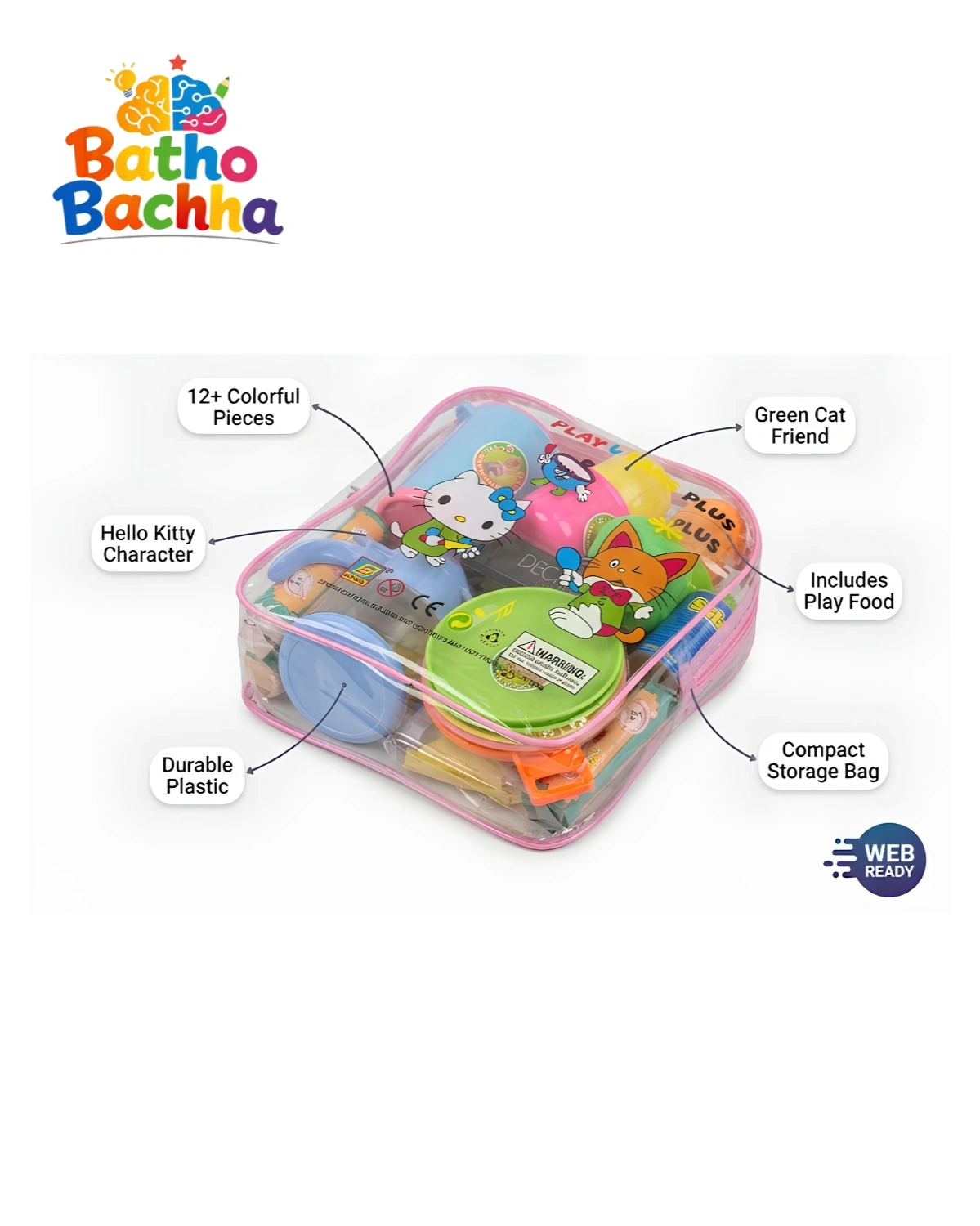 Hello Kitty & Friends Kitchen Pretend Play Set - 12+ Piece Cooking Toys with Storage Case 2