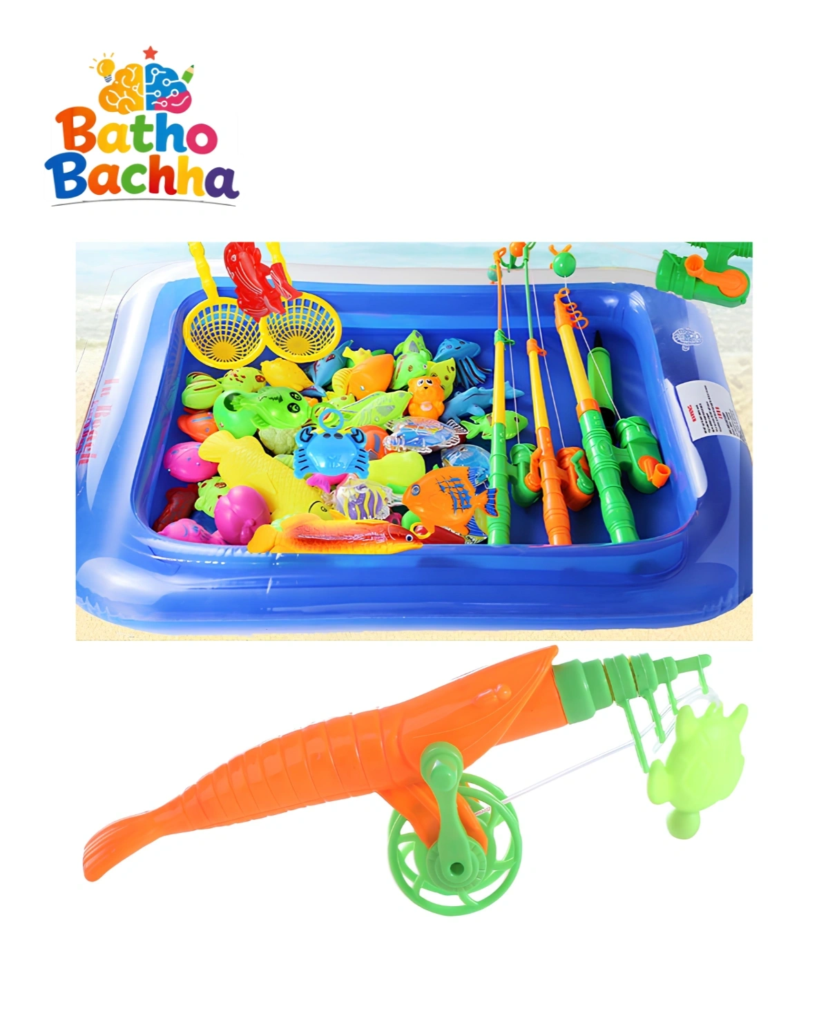 Magnetic Fishing Game Set with Inflatable Pool – Fun Water Play for Kids 1