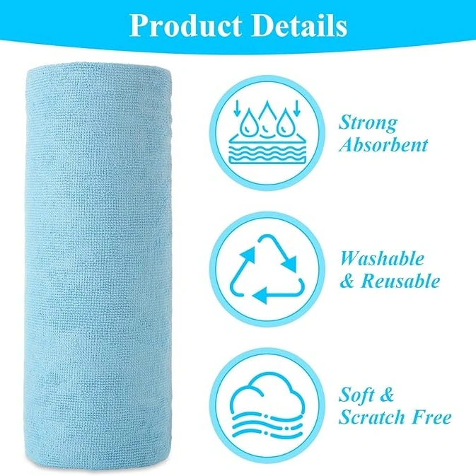 Reusable Microfiber Cleaning Cloth Roll – Tear-Away Super Absorbent Lint-Free Rags (25×25 cm) 7