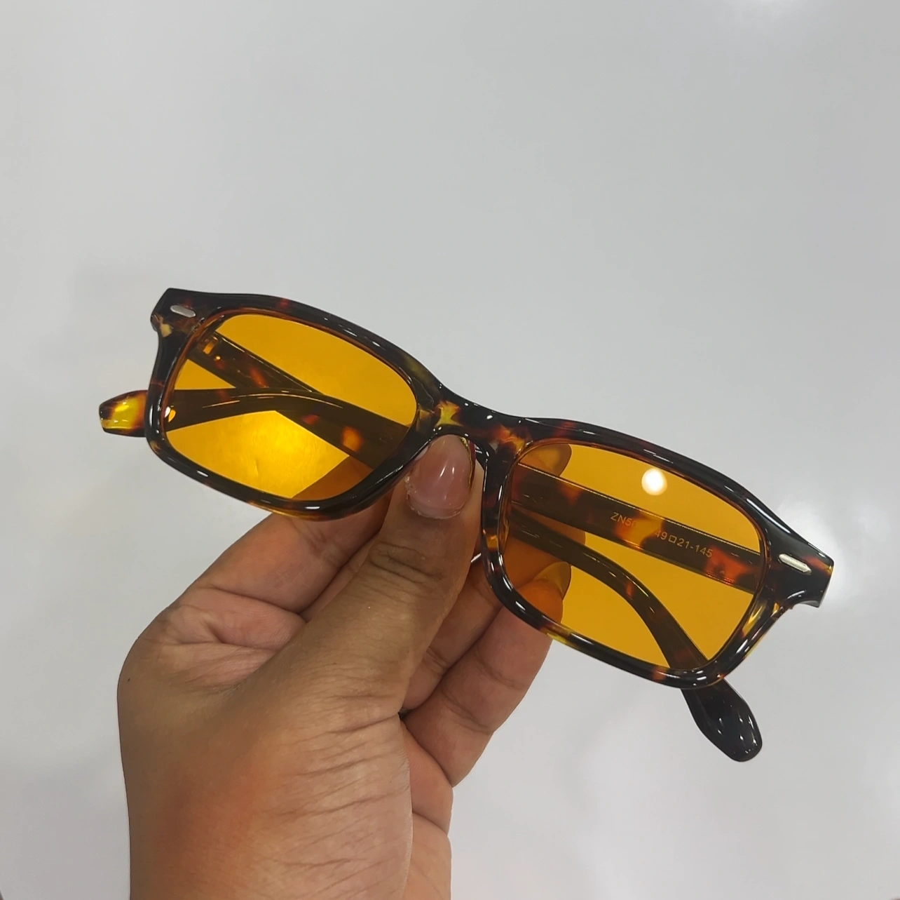UNISEX Animal Print Rectangular Sunglasses Bold Amber-Orange Lenses - UV Protection 2