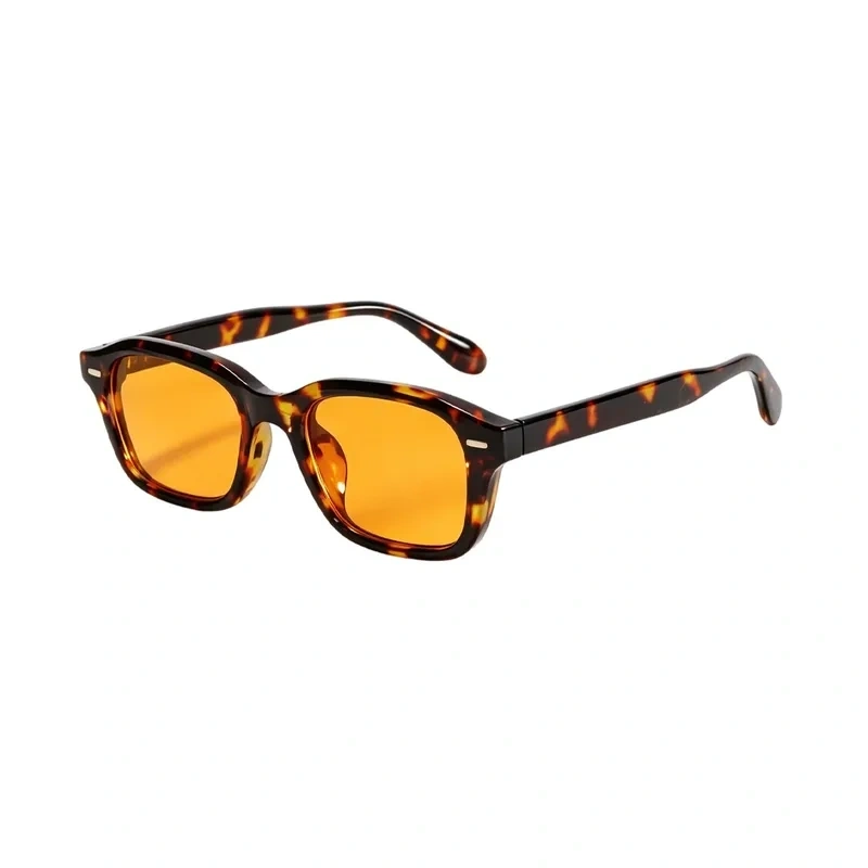 UNISEX Animal Print Rectangular Sunglasses Bold Amber-Orange Lenses - UV Protection 1