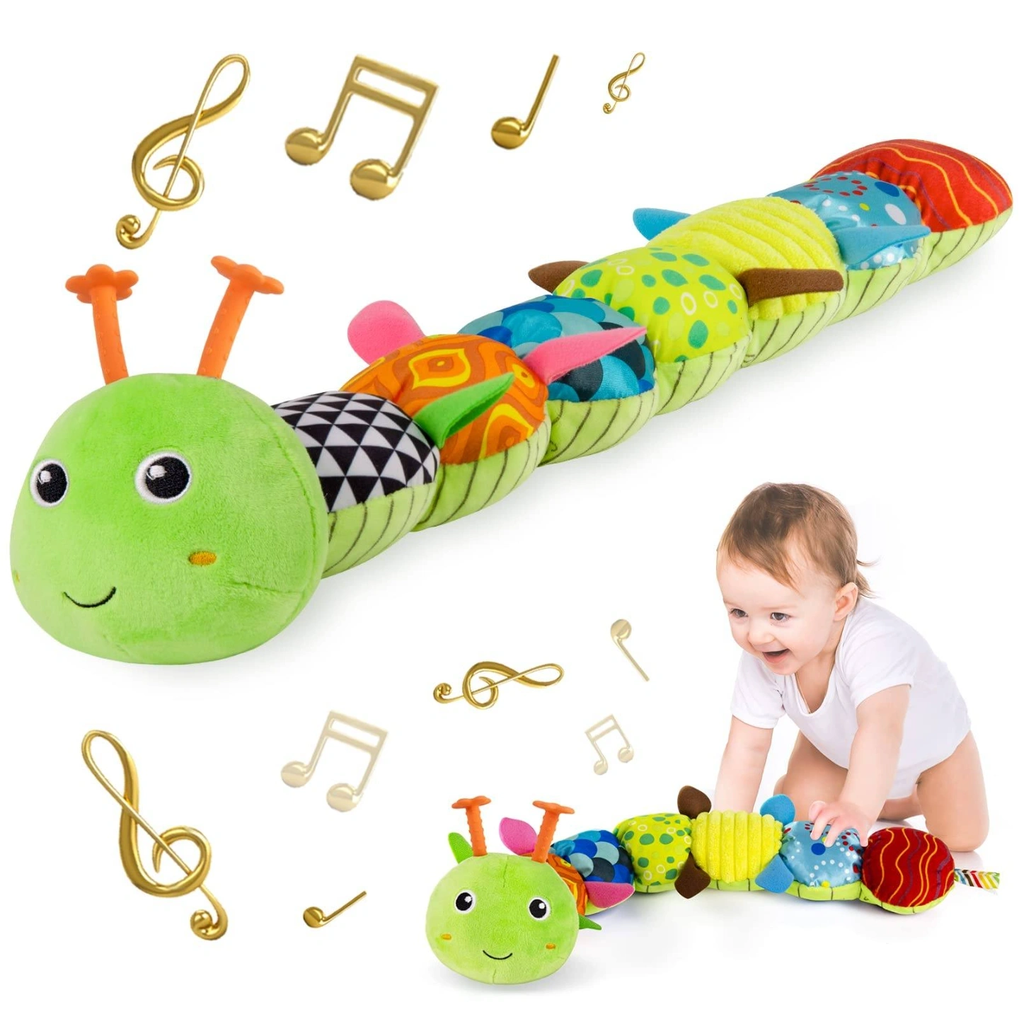 Musical Caterpillar Plush Toy – Soft & Interactive Baby Toy (0m+) 1