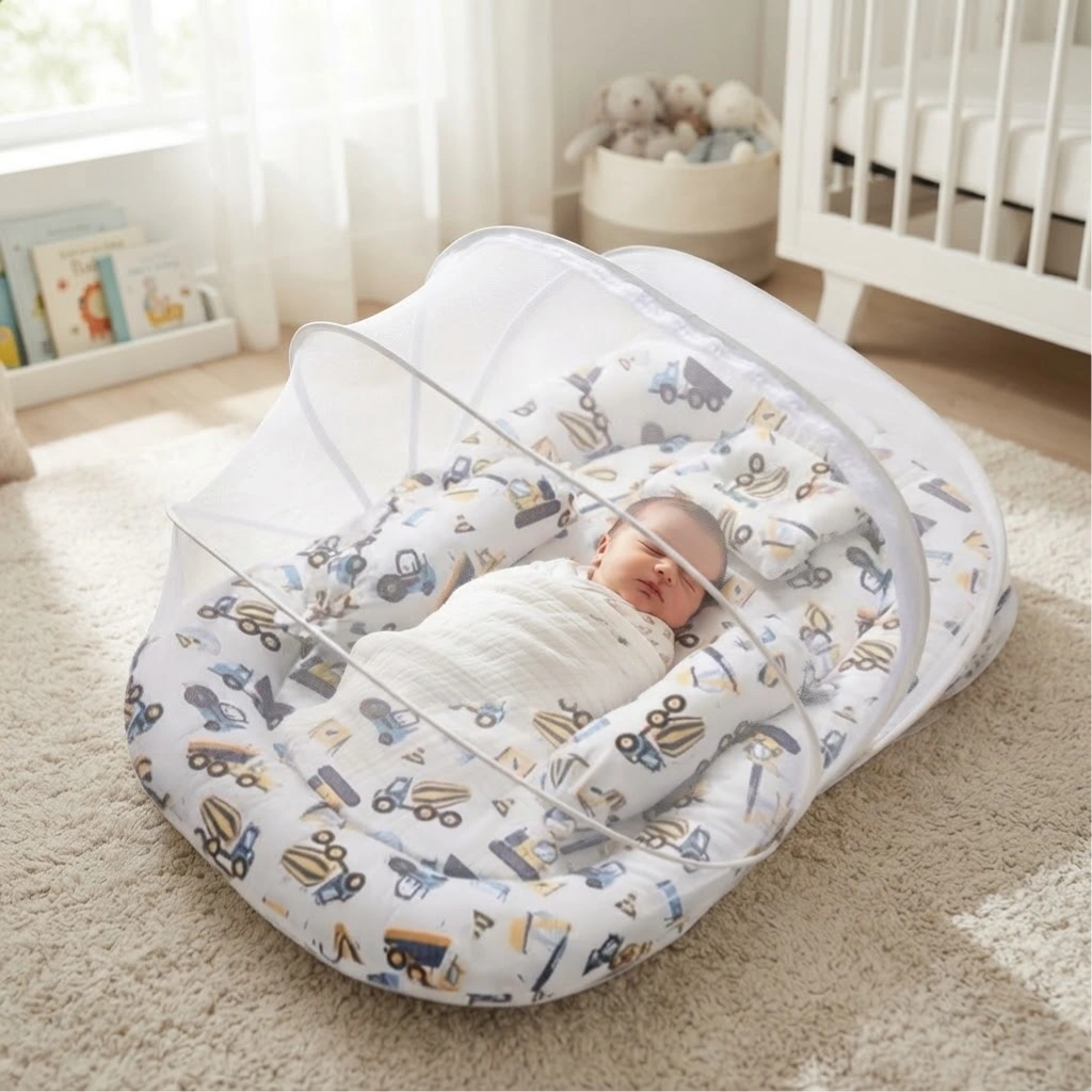 Mosquito Net Bed with Cotton Mattress Design 1