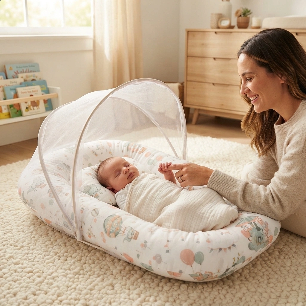 Mosquito Net Bed with Cotton Mattress Design 4