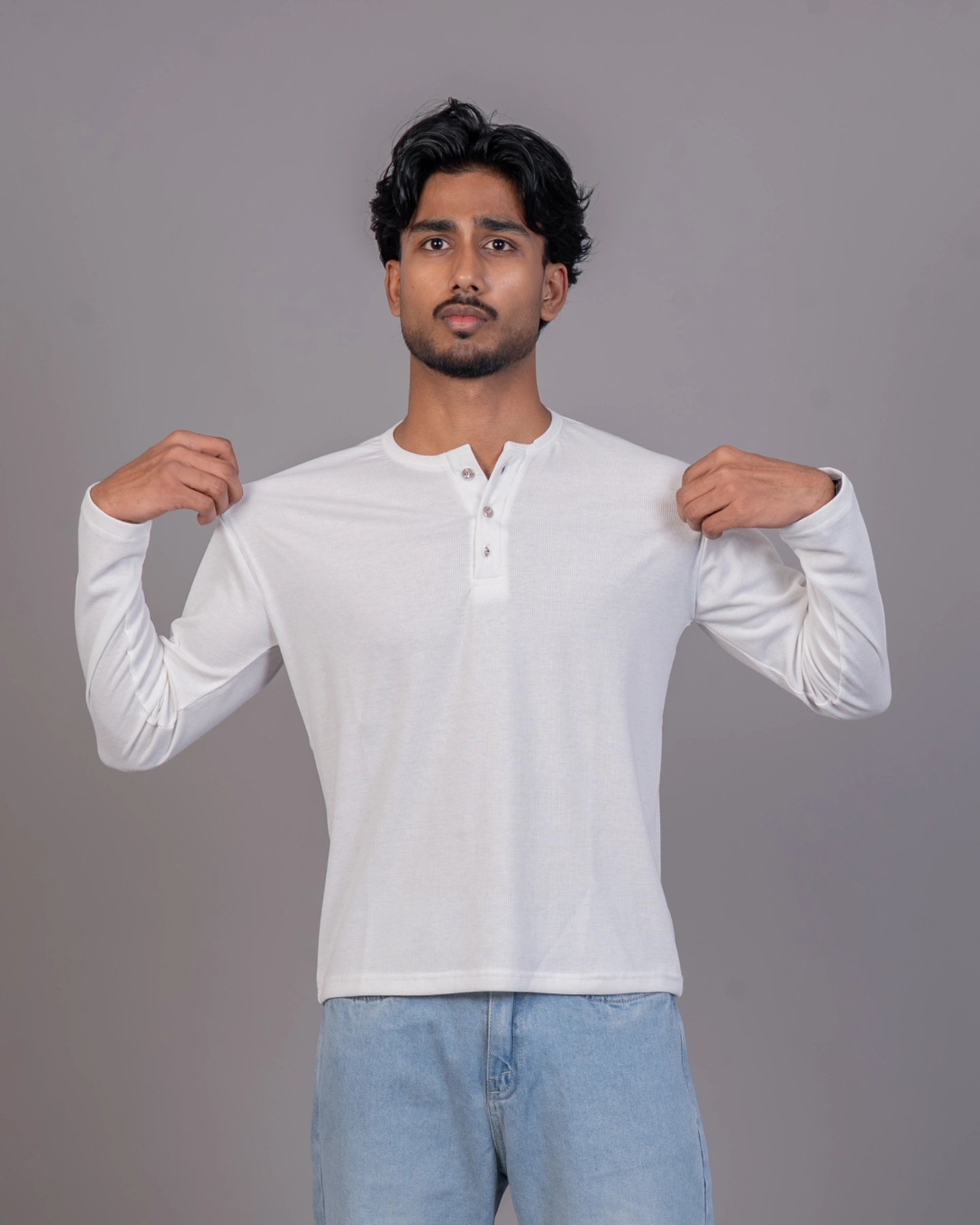 Crop Ribbed henley 3