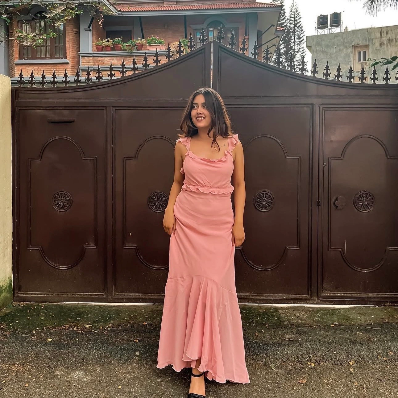 Rosé Ruffle Maxi Dress 1