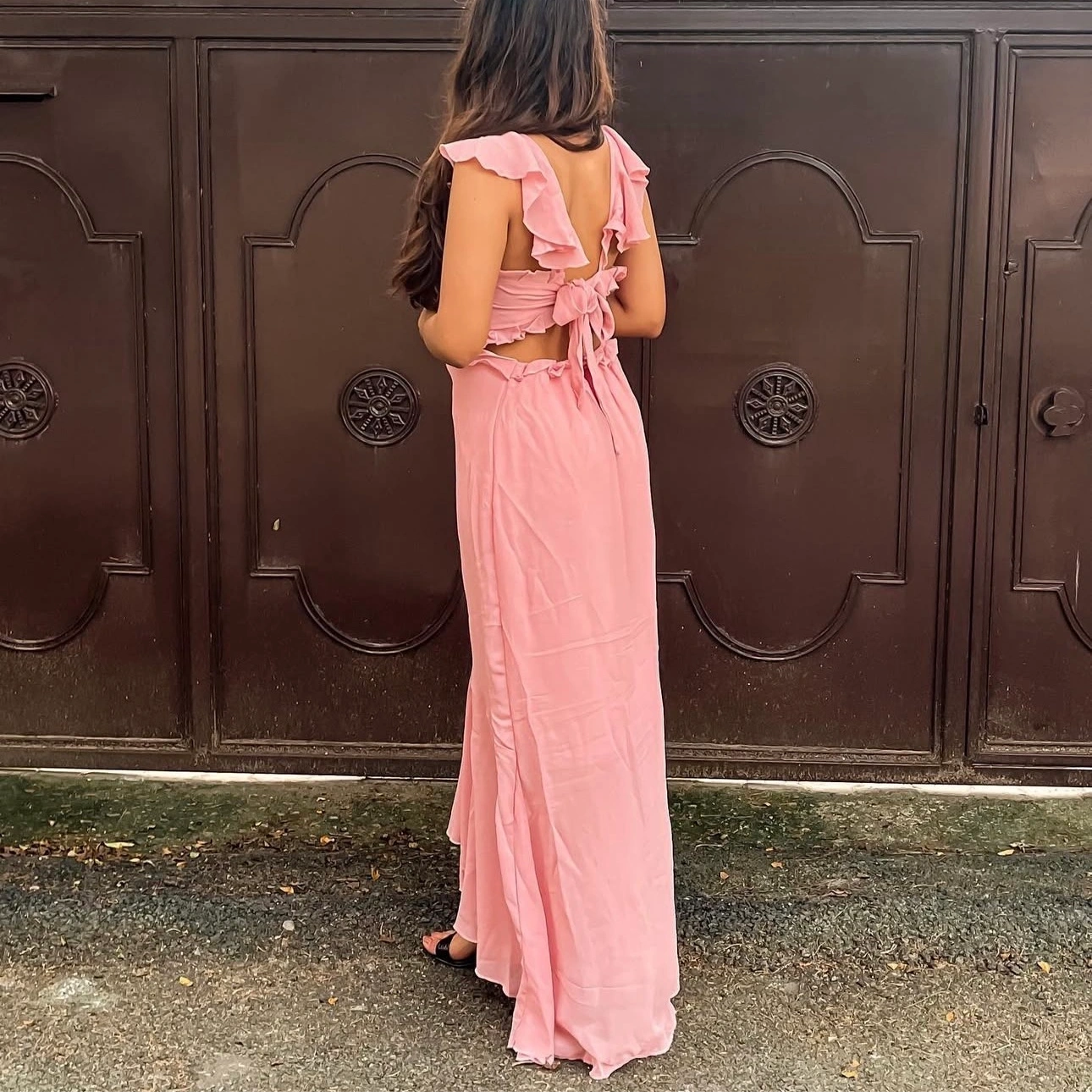 Rosé Ruffle Maxi Dress 3