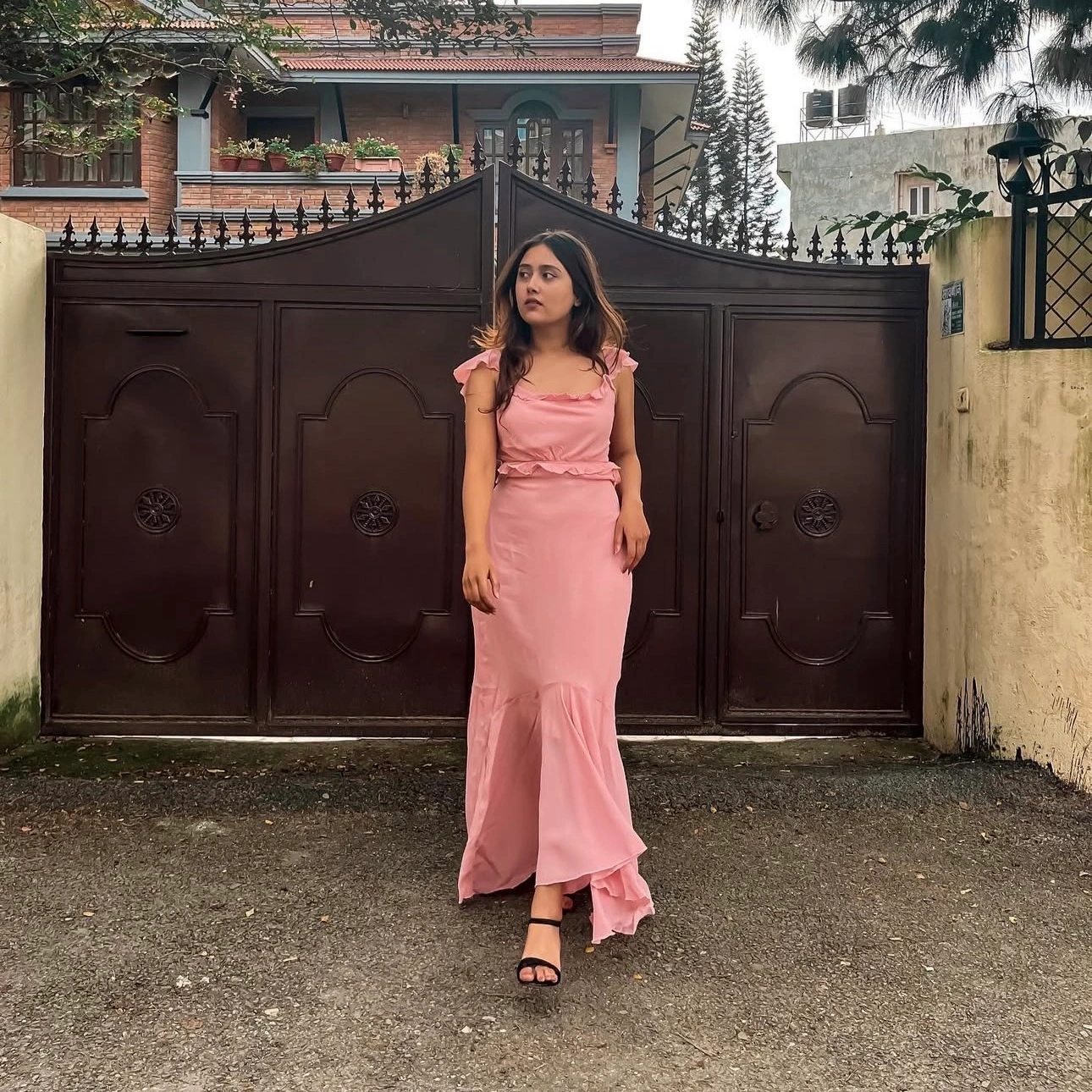 Rosé Ruffle Maxi Dress 2