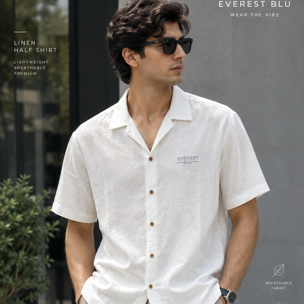everest blu half linen shirt 1
