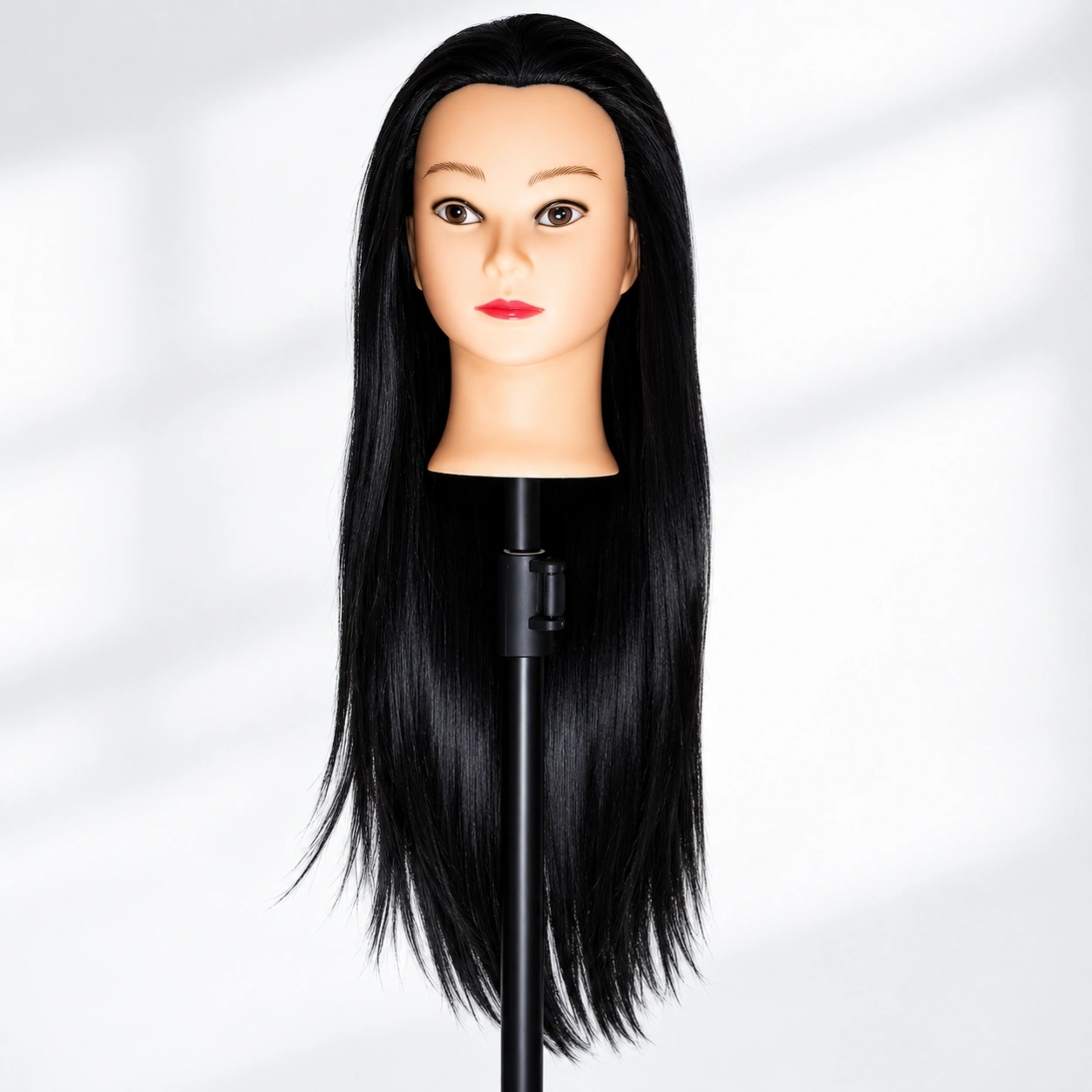 Professional Hairdressing Training Mannequin Head with Long Straight Black Hair – Salon Practice Head 1