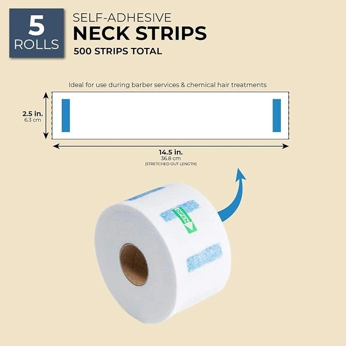 Barber Neck Strips for Neck Ruffle Roll Paper Strip Tissue for Salon Beauty Barbers Hair cutting for Personal and Professional use White, Pack of 5 3