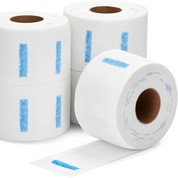 Barber Neck Strips for Neck Ruffle Roll Paper Strip Tissue for Salon Beauty Barbers Hair cutting for Personal and Professional use White, Pack of 5 4