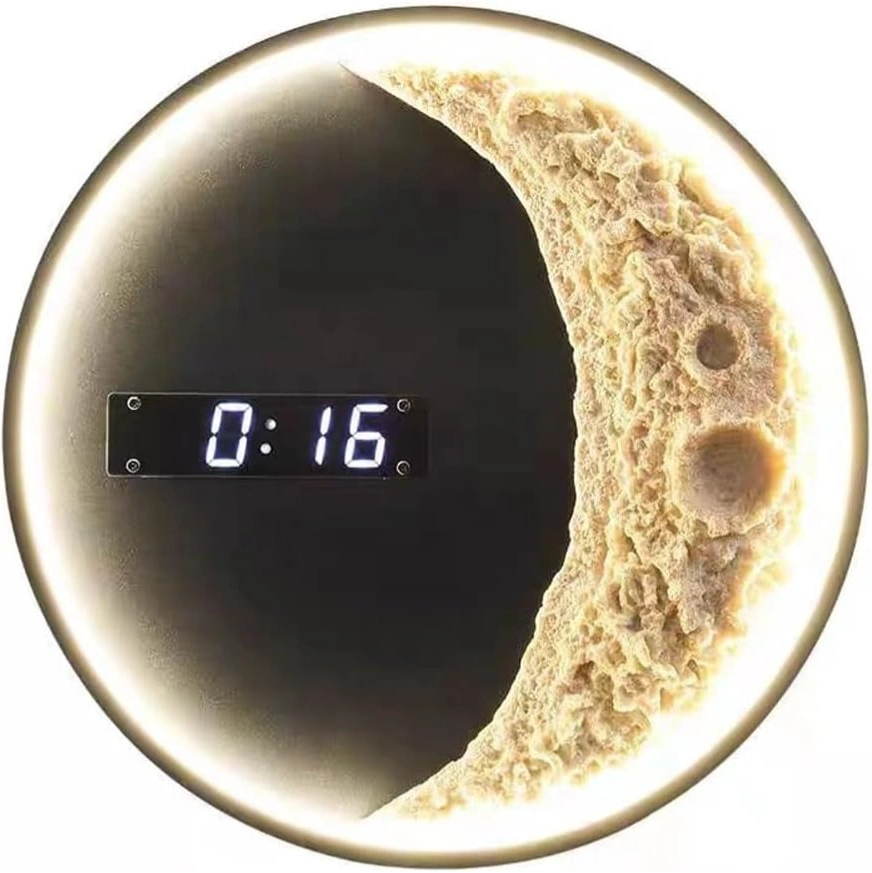 ID Studio Nepal Moon LED Wall Clock for Living Room, Bedroom & Modern Wall Décor 4