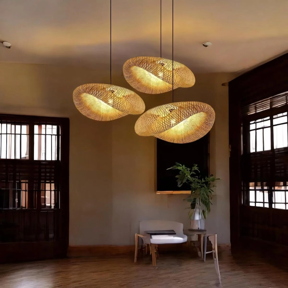 ID Studio Nepal Handwoven Rattan Pendant Light for Cafés, Restaurants, Dining Areas & Kitchen Islands 4