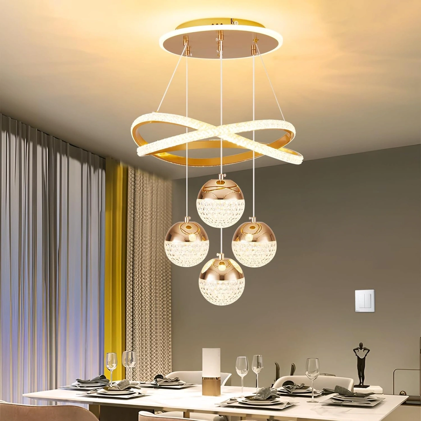 ID Studio Nepal Luxury Crystal Pendant Light for Living Room, Dining Area & Lobby 1