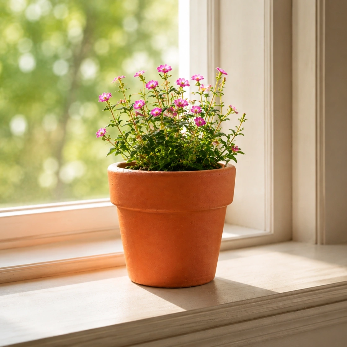 ID Studio Nepal Minimal Terracotta Pipe-S Planter Pot with Matching Base Tray – Indoor & Outdoor Decorative Plant Pot 1