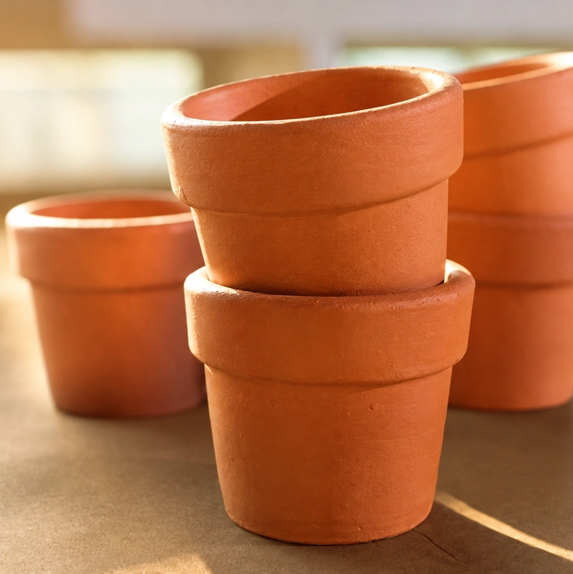 ID Studio Nepal Minimal Terracotta Pipe-S Planter Pot with Matching Base Tray – Indoor & Outdoor Decorative Plant Pot 3