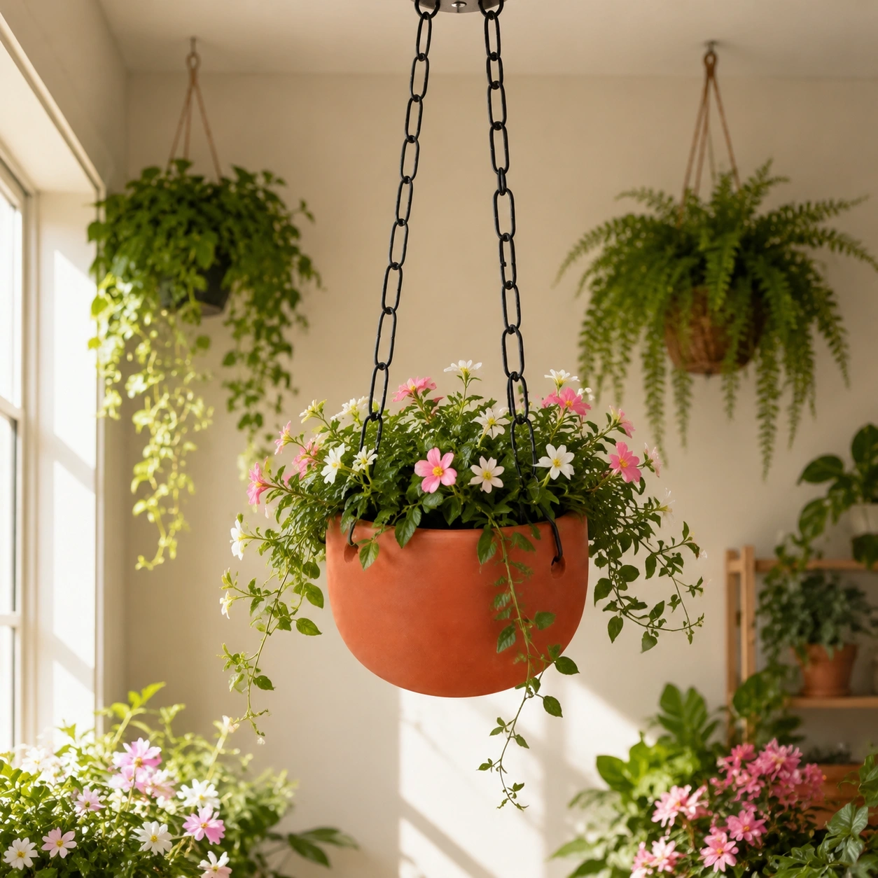 ID Studio Nepal Hanging Bowl Planter for Balcony, Terrace, Garden, Café & Home Décor 3