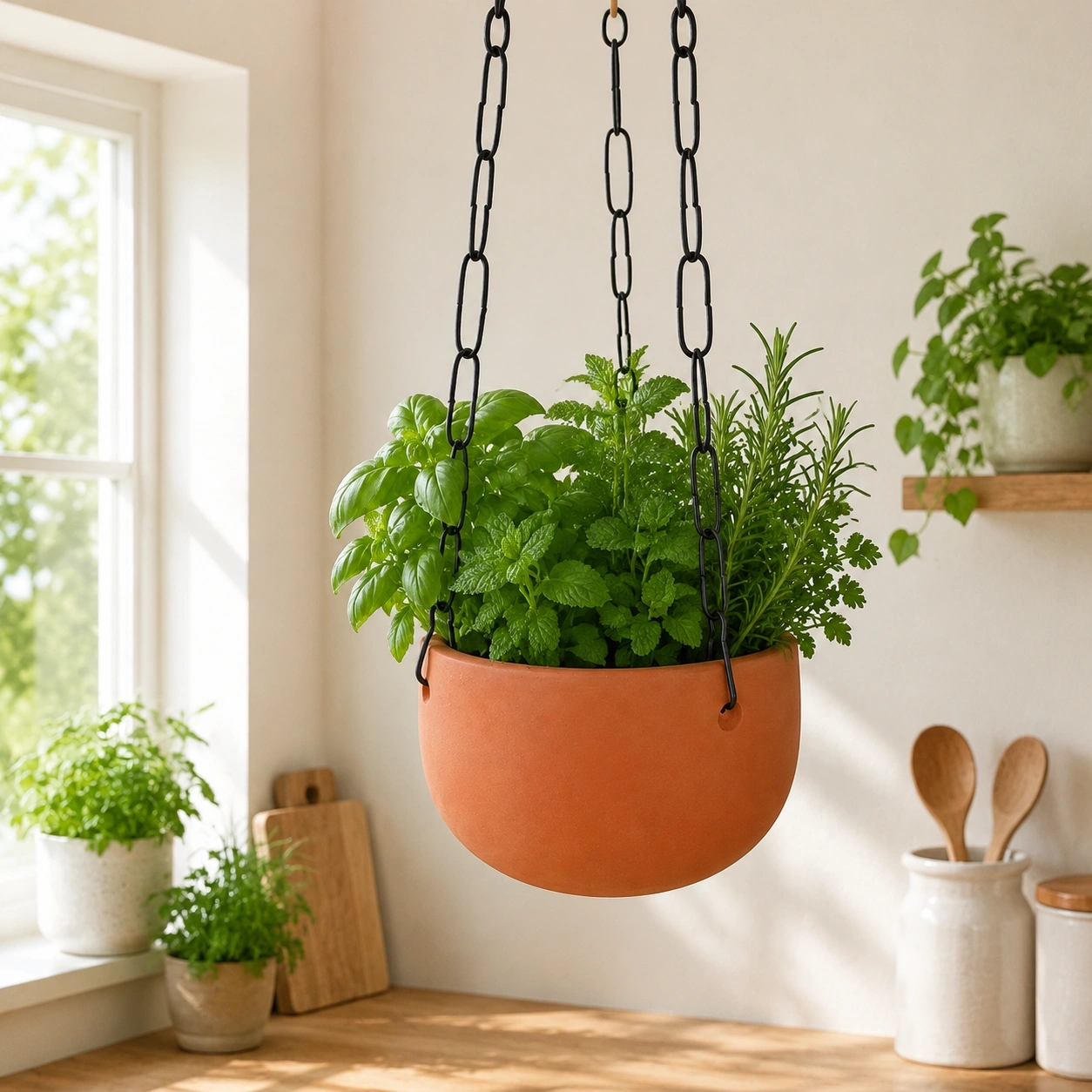 ID Studio Nepal Hanging Bowl Planter for Balcony, Terrace, Garden, Café & Home Décor 2