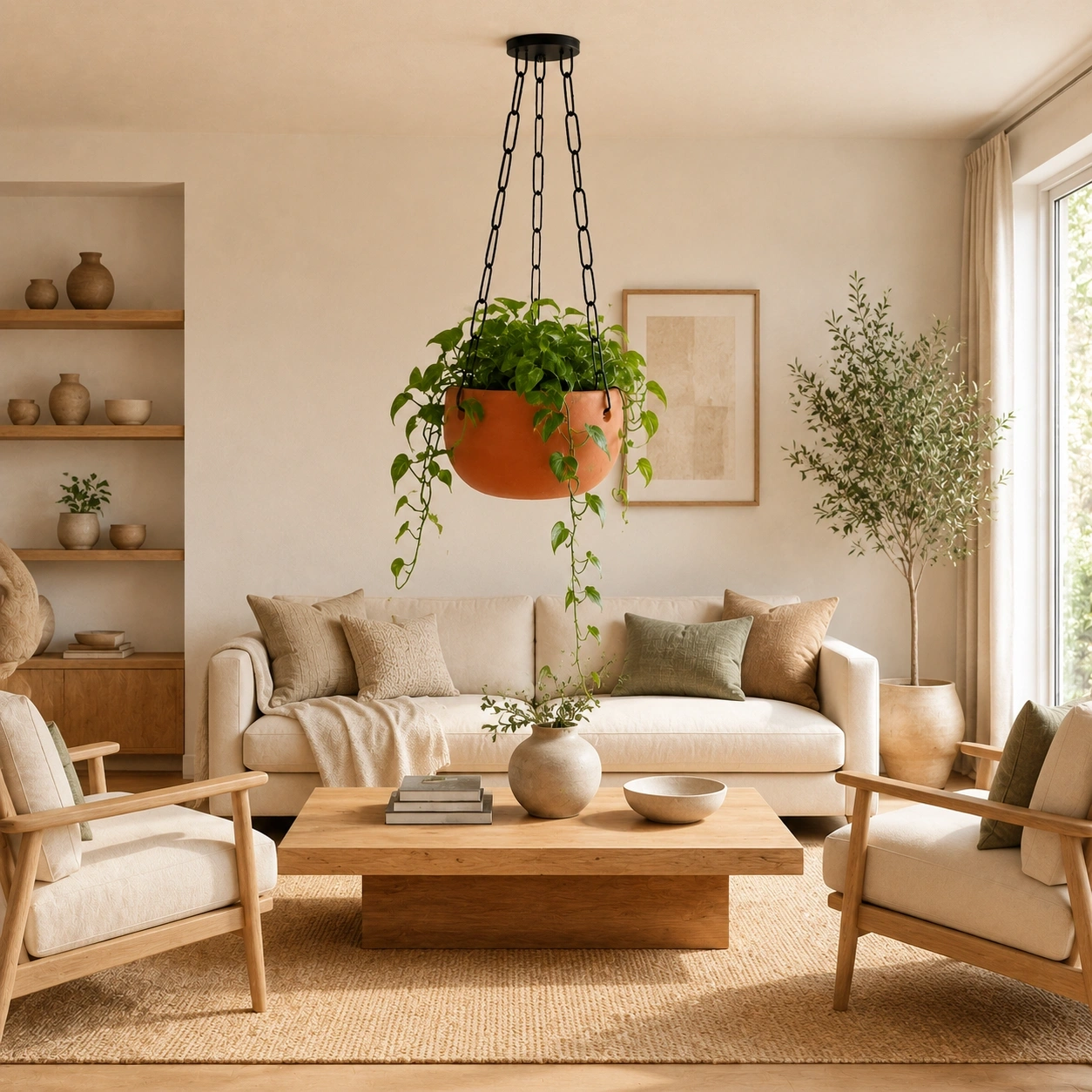 ID Studio Nepal Hanging Bowl Planter for Balcony, Terrace, Garden, Café & Home Décor 1
