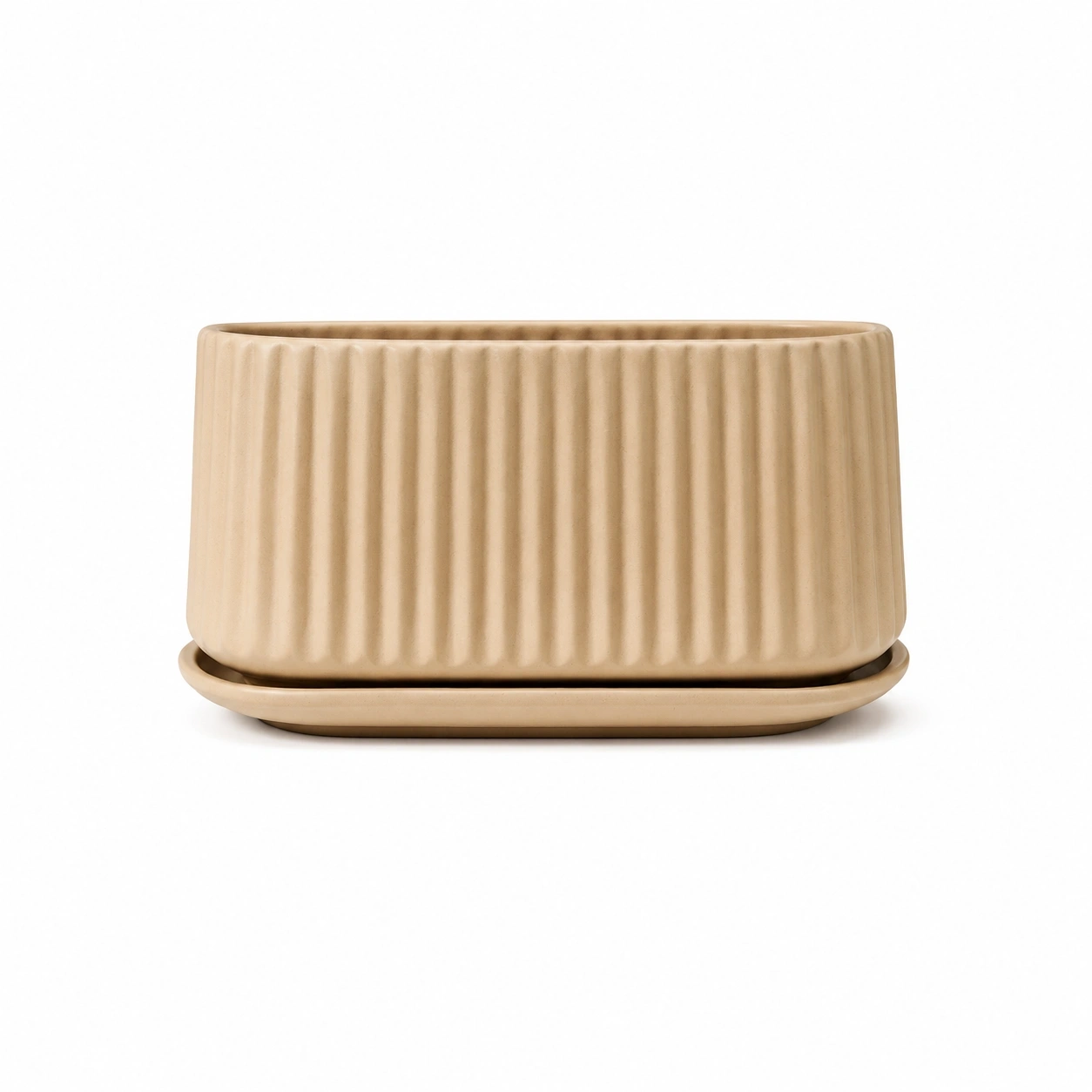 ID Studio Nepal Ceramic Modern Ribbed Planter for Indoor Plants, Succulents, Herbs, Tabletop Décor, Balcony & Office 4