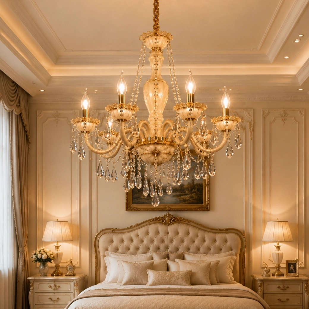 ID Studio Nepal 6 Lights Crystal Chandelier for Living Room, Dining Hall, Lobby, Bedroom, Hotel and Luxury Interior Décor 2