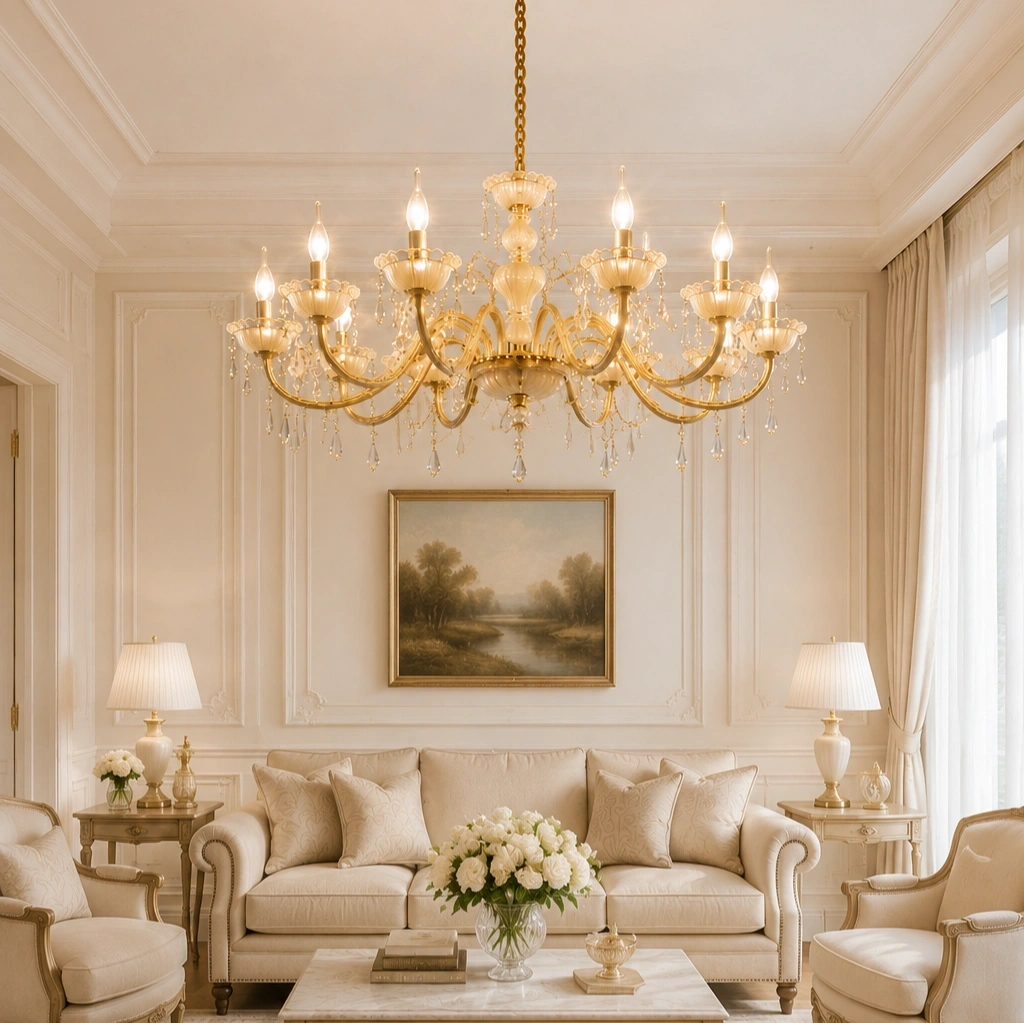 ID Studio Nepal 12 Lights Crystal Chandelier for Living Room, Drawing Room, Dining Hall, Hotel Lobby 2