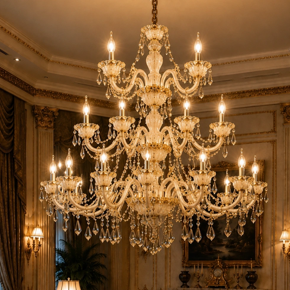 ID Studio Nepal 24 Lights Luxury Crystal Chandelier for Double-Height Living Rooms, Grand Halls, Hotel Lobbies, Banquet Halls 3