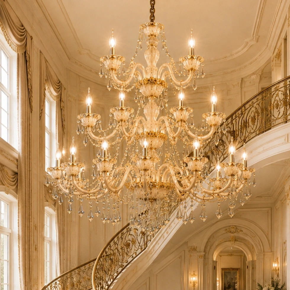 ID Studio Nepal 24 Lights Luxury Crystal Chandelier for Double-Height Living Rooms, Grand Halls, Hotel Lobbies, Banquet Halls 2