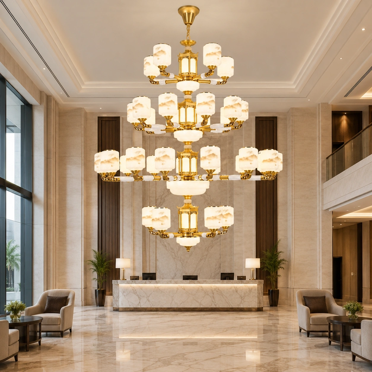 ID Studio Nepal Gold Multi-Tier Chandelier for Duplex Halls, Double-Height Living Rooms, Staircases & Hotel Lobbies 3