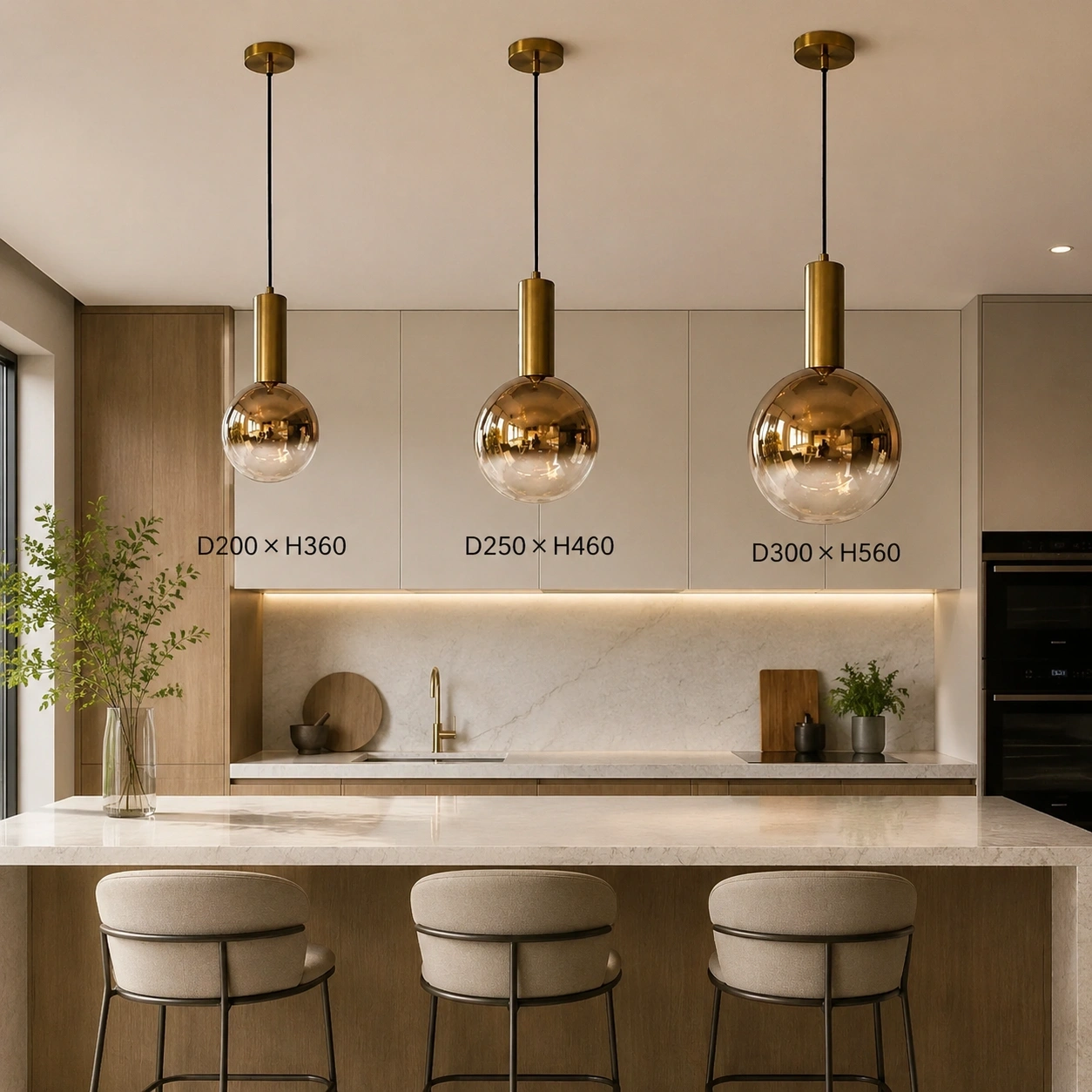 ID Studio Nepal Modern Gold Glass Globe Pendant Light for Living Room, Bedroom, Dining Area, Kitchen Island and Café 4