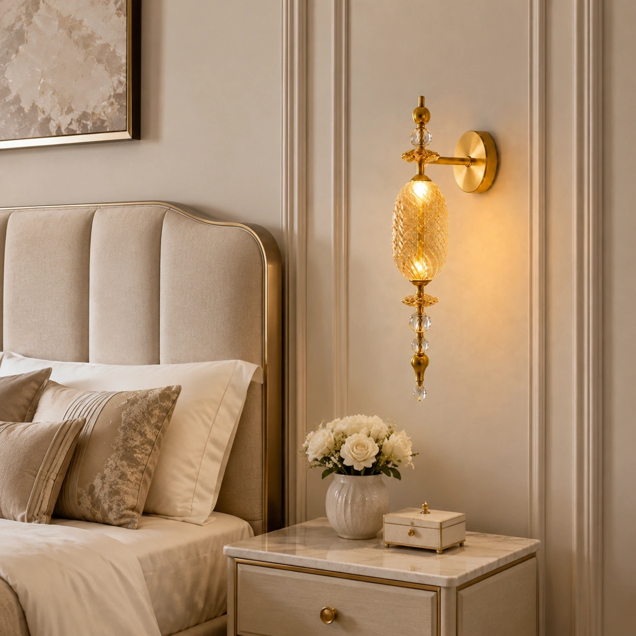 ID Studio Nepal Luxury Crystal LED Wall Light for Living Room, Bedroom, Hallway, Foyer and Hotel Décor 1