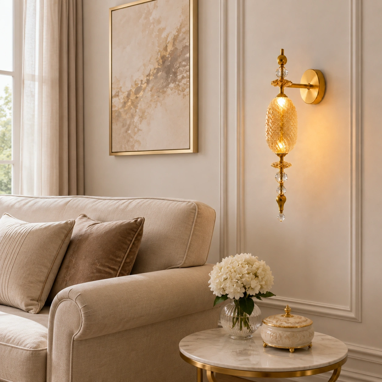ID Studio Nepal Luxury Crystal LED Wall Light for Living Room, Bedroom, Hallway, Foyer and Hotel Décor 4