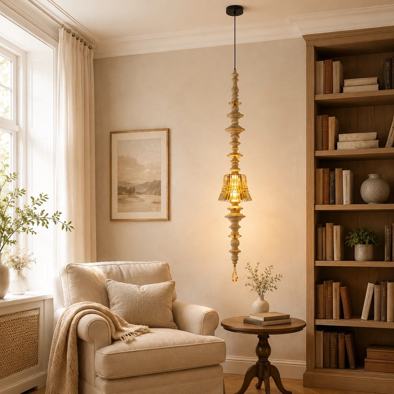 ID Studio Nepal Luxury Vertical Pendant Light for Living Room Corners, Staircases, Foyers and Double-Height Spaces 3