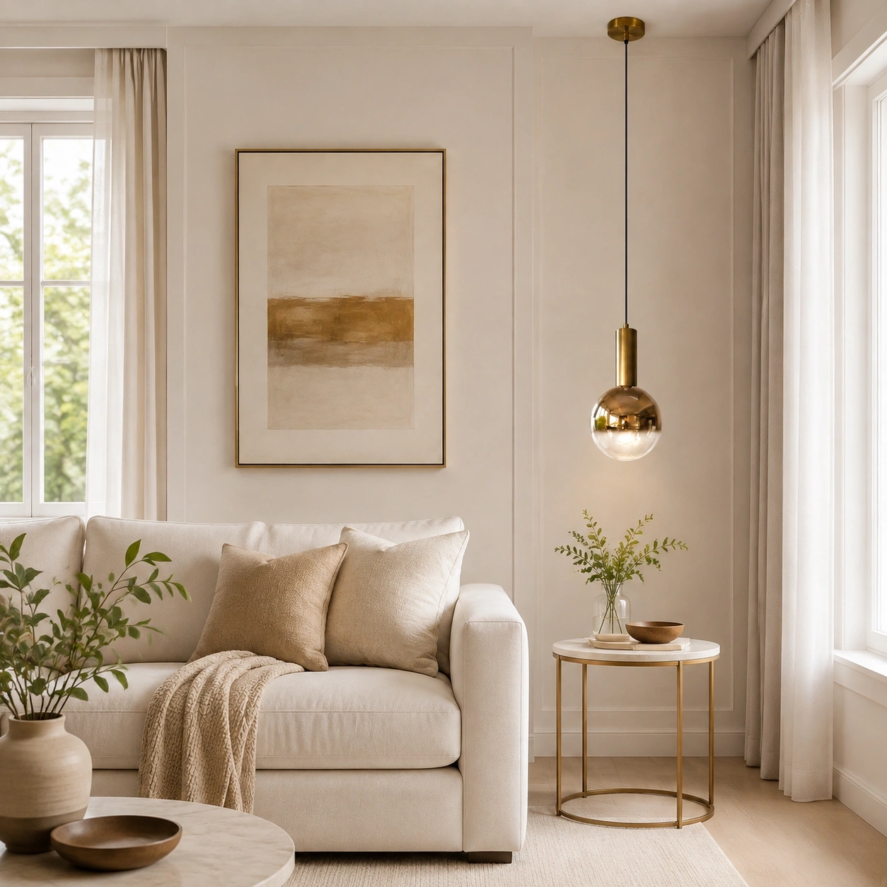 ID Studio Nepal Modern Gold Glass Globe Pendant Light for Living Room, Bedroom, Dining Area, Kitchen Island and Café 1