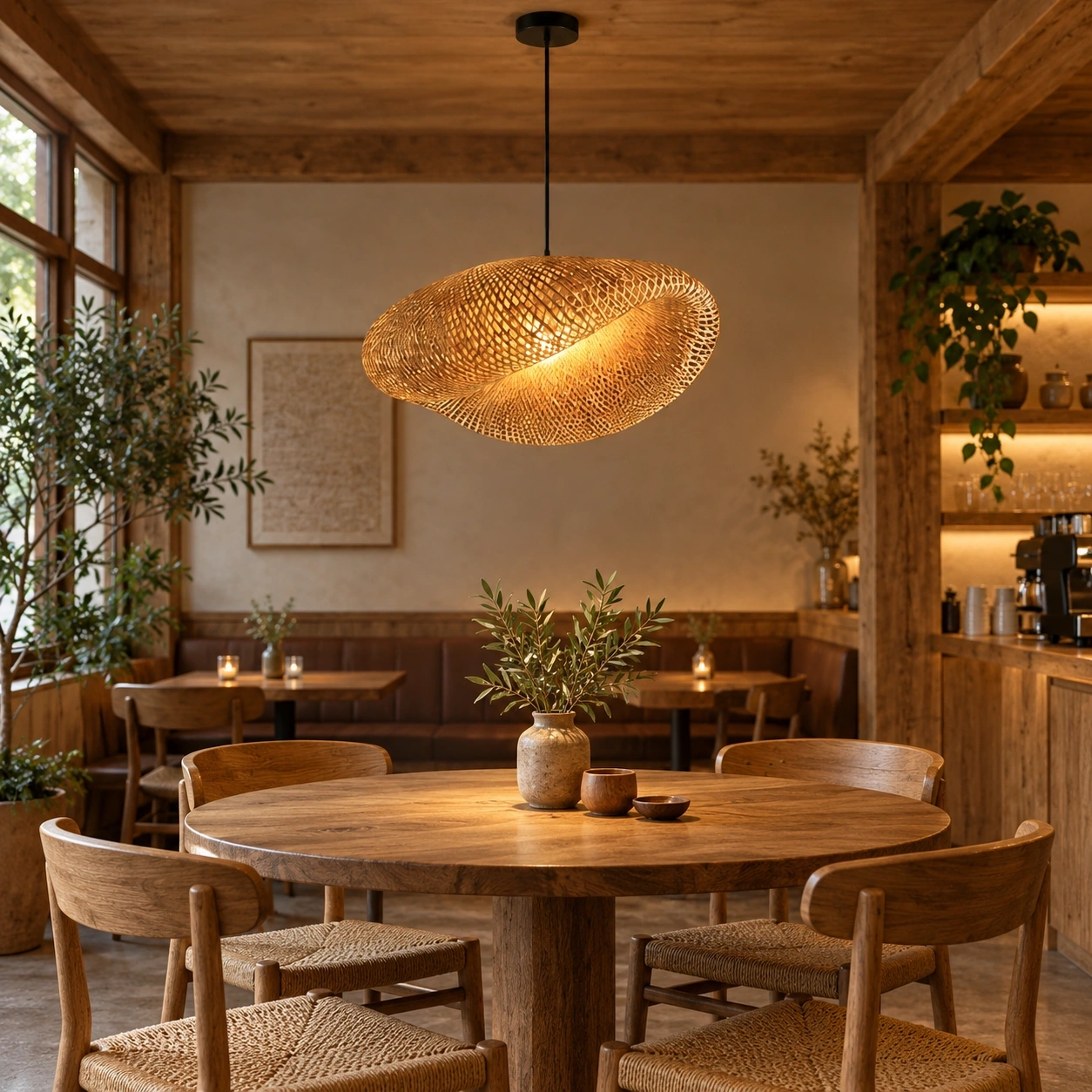ID Studio Nepal Handwoven Rattan Pendant Light for Cafés, Restaurants, Dining Areas & Kitchen Islands 2