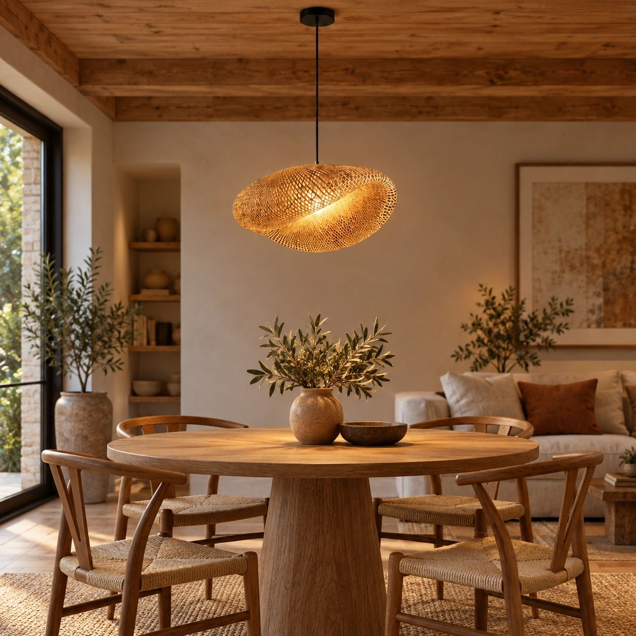 ID Studio Nepal Handwoven Rattan Pendant Light for Cafés, Restaurants, Dining Areas & Kitchen Islands 1