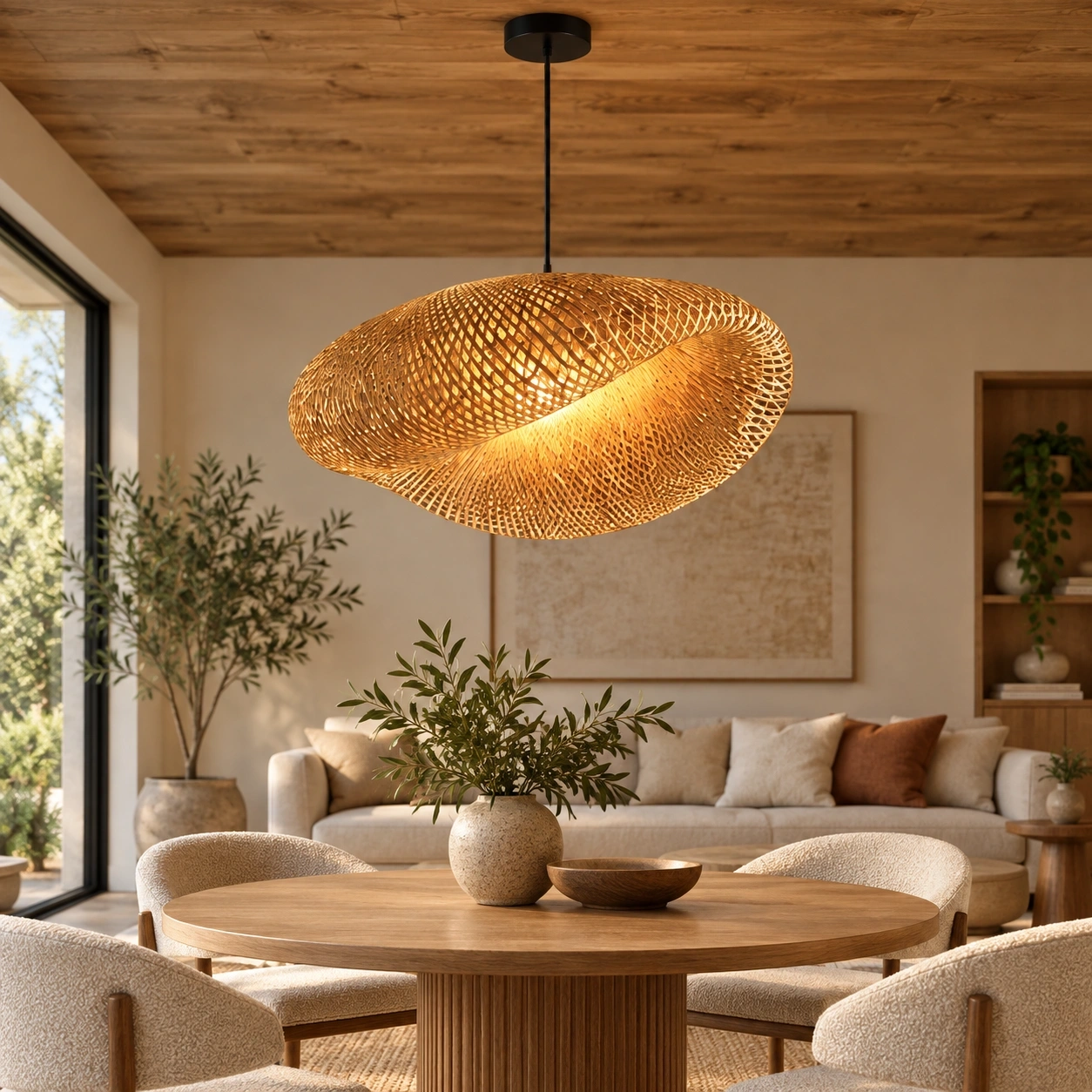 ID Studio Nepal Handwoven Rattan Pendant Light for Cafés, Restaurants, Dining Areas & Kitchen Islands 3