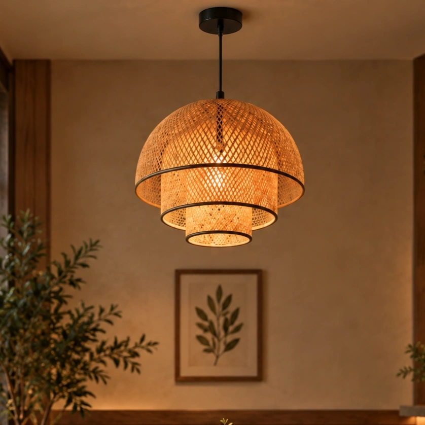 ID Studio Nepal Handcrafted Rattan Pendant Light for Cafés, Dining Areas & Living Spaces 1